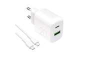 Mobil - Adaptere & Opladere - Puro PROLITE 20W USB-A / USB-C Wall Charger + USB-C - USB-C 1.2m Cable - White - PUTCUSBAC20WDYKCCWHI