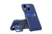 Mobil - Covers & Cases - Hurtel Leather Stand Case for iPhone 14 Cover Card Wallet with Stand Blue - 9145576269657