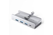 USB hub - ORICO MH4PC Hub Clamp-Mounted USB-C / 3x USB-A 3.0 + 1x USB-C 3.0 - Silver USB hub - USB 3.0 - 4 ports - Grå - MH4PC-10-SV-BP