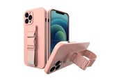 Mobil - Covers & Cases - Hurtel Rope Case Silicone Cover with Lanyard Purse Lanyard Strap for Xiaomi Redmi Note 11 Pro Pink - 5907769340468