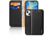 Mobil - Covers & Cases - Dux Ducis Hivo Leather Flip Case Genuine Leather Cover Card & Document Wallet iPhone 14 Plus Black - 6934913034996