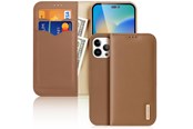 Mobil - Covers & Cases - Dux Ducis  Hivo Leather Flip Case Genuine Leather Cover Card & Document Wallet iPhone 14 Pro Max Brown - 6934913033067