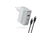 Mobil - Adaptere & Opladere - CUKTECH AD1003EU 100W GaN 2x USB-C + USB-A Wall Charger with Cable - White - CKAD1003EUGW