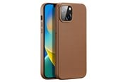 Mobil - Covers & Cases - Dux Ducis Grit Leather Case for iPhone 14 Plus Elegant Faux Leather Case (MagSafe Compatible) Brown - 6934913036952