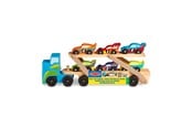 Legetøjsbil - Melissa & Doug Wooden Vehicles Car Carrier Mega Race Car - 6073486