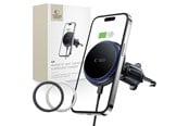 Mobil - Andet Tilbehør - Tech-Protect MM15W-V4 Car Phone Holder with MagSafe 15W Inductive Charger for Air Vent - Black - 9490713933787