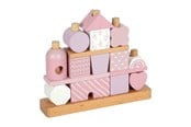 Babylegetøj - Small Foot - Wooden Stacking House Pink - 18pcs. - 12713