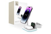 Mobil - Adaptere & Opladere - Tech-Protect QI15W-A27 3in1 Inductive Charger with MagSafe Stand for Smartphone / Apple Watch / AirPods - White - 9490713934647