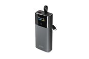 Powerbank - SBS 10000mAh PD 20W Powerbank with LCD Display and Built-in USB-C Cable - Gray Powerbank - Sort - 10000 mAh - TTBB10000LCDPD20