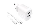 Mobil - Adaptere & Opladere - Puro PROLITE 10W 2x USB-A wall charger + USB-A - USB-C cable 1.2m - white - PUTC2USBA10WDYKACWHI