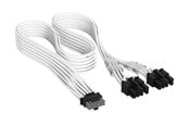 Strømkabel (intern) - Corsair Elite Premium Individually Sleeved PCIe 12V-2x6 to 2x 8-pin (6+2 split) - Hvid - CP-8920436