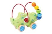 Babylegetøj - Bigjigs Wooden Push Figure Crocodile with Bead Spiral - BB070