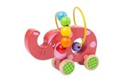Babylegetøj - Bigjigs Wooden Push Elephant with Bead Spiral - BB071