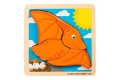 Babylegetøj - Bigjigs Wooden Shape Puzzle Pterodactyl - 4 pcs. - 38034