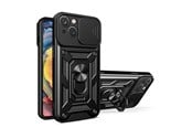 Mobil - Covers & Cases - Hurtel Hybrid Armor Camshield Case for Vivo Y16 / Vivo Y02s Armored Case with Camera Cover Black - 9145576273036