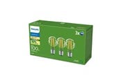 Lyskilder - Philips LED pære Ultra Efficient A60 7,3W/827 (100W) Klar 3-pak E27 - 929003625131