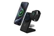 Mobil - Adaptere & Opladere - CRONG MagSpot Pivot Stand - 3-in-1 Wireless Charger with MagSafe for iPhone Apple Watch and AirPods - Black - CRG-MSPS-BLK