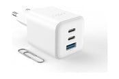 Mobil - Adaptere & Opladere - FIXED Super Fast Mini Charger 65W 2xUSB-C PD + USB-A White - FIXCG65M-2C1A-WH