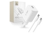 Mobil - Adaptere & Opladere - Tech-Protect NC45W-GAN 2-PORT PD45W + TYPE-C CABLE - White - 5906302372409
