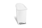 Badeværelsestilbehør - Simplehuman Smal pedalspand i plastik 10 L, hvid - CW1332