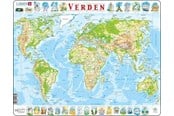 Puslespil - Larsen Puzzles Puzzle World Map Physical - 80 pieces Maxi (36.5x28.5 cm) Floor - K4