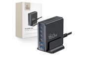 USB hub - Tech-Protect DC160W-GAN 6-Port 160W AC Charger - Black USB hub - USB 2.0 - 6 ports - Sort - 5906302335695