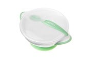 Baby Udstyr - Akuku Suction bowl with spoon WHITE/GREEN - A0504