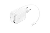 Mobil - Adaptere & Opladere - Belkin BoostCharge 45W USB-C with Retractable USB-C Wall Charger - PPS - WCH023KQWH