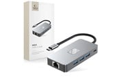 USB hub - Tech-Protect HB05 HUB 9in1 USB-C + USB2.0 + USB3.0 + HDMI 4K 60HZ + SD / TF + PD100W + RJ45 - Grey USB hub - USB 3.0 - 9 ports - Grå - 5906302360543