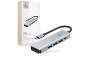 USB hub - Tech-Protect HB01 HUB Adapter 5in1 USB-C + USB3.0 + HDMI 4K 60Hz + PD100W - Grey USB hub - USB 3.0 - 5 ports - Grå - 5906302360529