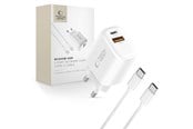 Mobil - Adaptere & Opladere - Tech-Protect NCA45W-GAN 2-Port 45W AC Charger with USB-C Cable - White - 5906302352814