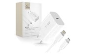 Mobil - Adaptere & Opladere - Tech-Protect NC20W AC Charger with USB-C / Lighting Cable 100 cm - White - 5906302362899