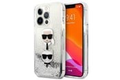 Mobil - Covers & Cases - Karl Lagerfeld Liquid Glitter Karl&Choupette Head case for iPhone 13 Pro / iPhone 13 - silver - 3666339028916