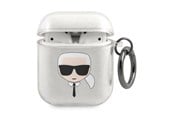 Mobil - Andet Tilbehør - Karl Lagerfeld Glitter Karl's Head case for AirPods 1/2 - silver - 3666339030285