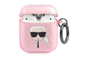 Mobil - Andet Tilbehør - Karl Lagerfeld Glitter Karl's Head case for AirPods 1/2 - pink - 3666339030315