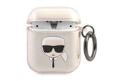 Mobil - Andet Tilbehør - Karl Lagerfeld Glitter Karl's Head Case for AirPods 1/2 - Gold - 3666339030346