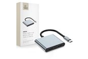 USB hub - Tech-Protect HB08 4-in-1 USB-C + USB2.0 + 2 x HDMI 4K 60HZ Adapter - Grey USB hub - USB 2.0 - 2 ports - Grå - 5906302368624