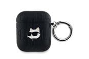 Mobil - Andet Tilbehør - Karl Lagerfeld Monogram Choupette Head case for AirPods 1 / 2 - black - 3666339283599