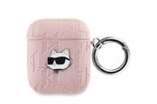 Mobil - Andet Tilbehør - Karl Lagerfeld Monogram Choupette Head case for AirPods 1 / 2 - pink - 3666339283711
