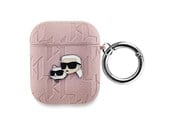 Mobil - Andet Tilbehør - Karl Lagerfeld Monogram Karl & Choupette Head case for AirPods 1 / 2 - pink - 3666339283674