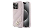 Mobil - Covers & Cases - Karl Lagerfeld Diagonal Quilted Script case for iPhone 15 Pro - pink - 3666339252526
