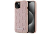 Mobil - Covers & Cases - Karl Lagerfeld Leather Monogram Metal Logo MagSafe iPhone 15 Case - Pink - 3666339253905