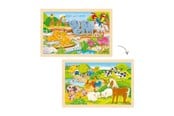 Puslespil - Goki Wooden Jigsaw Puzzle - Farm and Zoo - 24 pcs. Wood - 57302