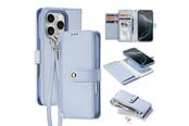 Mobil - Covers & Cases - Dux Ducis Lava Leather Case for iPhone 16 Pro with Detachable Magnetic Wallet - Cyan - 6934913004982