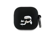 Mobil - Andet Tilbehør - Karl Lagerfeld Silicone Karl&Chaupette Head 3D Case for AirPods 4 - Black - 3666339398095