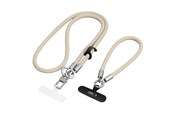 Mobil - Andet Tilbehør - Tech-Protect C10S Crossbody Phone Lanyard (114 cm) + Wrist Lanyard (31 cm) - Beige-Titanium - 5906302324361