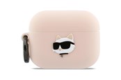 Mobil - Andet Tilbehør - Karl Lagerfeld Silicone Chaupette Head 3D Case for AirPods Pro 3 - Pink - 3666339574888
