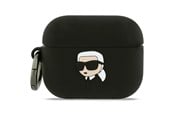 Mobil - Covers & Cases - Karl Lagerfeld Silicone Karl Head 3D Case for AirPods Pro 3 - Black - 3666339574666