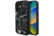 Mobil - Covers & Cases - Karl Lagerfeld Grained Pattern & Logo MagSafe Case for iPhone 16 - Black - 3666339463304