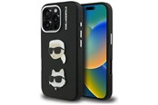 Mobil - Covers & Cases - Karl Lagerfeld FW Grained Karl & Choupette Heads Pins Case for iPhone 16 Pro - Black - 3666339455224